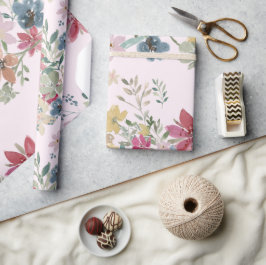 Söt Fält Flowers Rosa Presentpapper