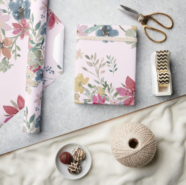 Söt Fält Flowers Rosa Presentpapper (Hantverk)