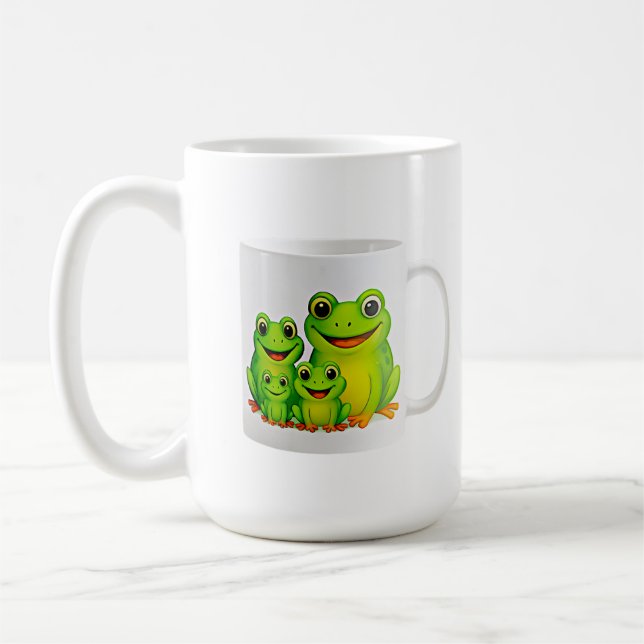 Söt familj av grodor kaffemugg (Vänster)