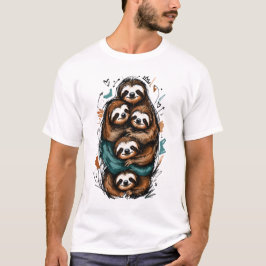Söt familj av sengater i en trave – Rolig handrita T Shirt