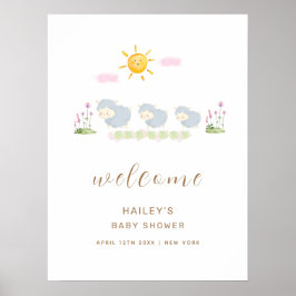 Söt familj får trädgård välkommen baby shower  poster