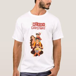 Söt familj julporträtt - God Jul T Shirt