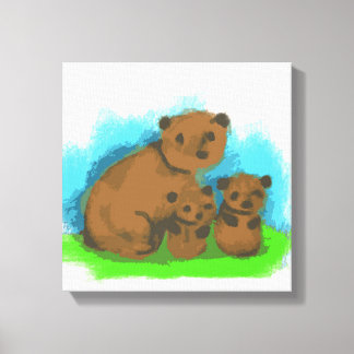 Söt familj med tre björnar canvas konst