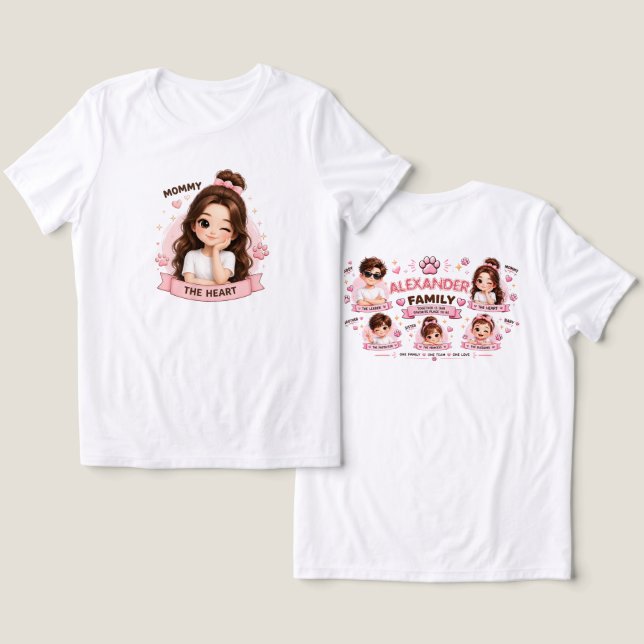 Söt familje T-shirt design (ANPASSAD) (Design fram och bak)