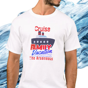 Söt familjekryssningsresa Blå & Röd Personlig T Shirt