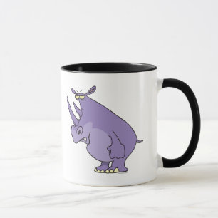 Söt fånig lila rhino rhinoceros tecknad mugg