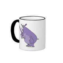 Söt fånig lila rhino rhinoceros tecknad