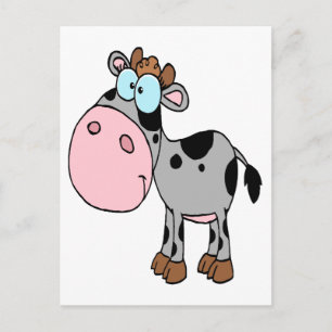 Söt fånig tecknad baby ko calf grått vykort