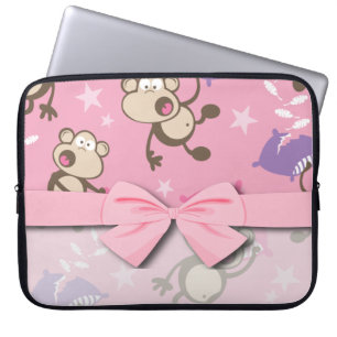 Söt fånigets kudde för att bekämpa apor tecknad laptop sleeve