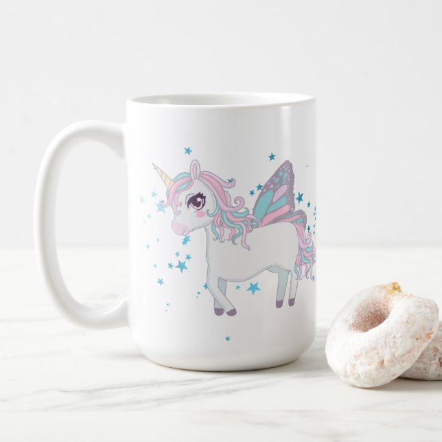 Söt fantasi Unicorn add namn Coffee Mugg (Med munk)