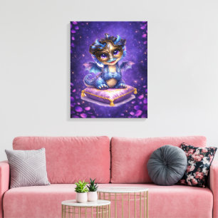 Söt fantasidrake på canvas väggkonst