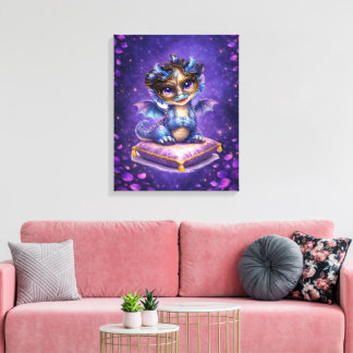 Söt fantasidrake på canvas väggkonst