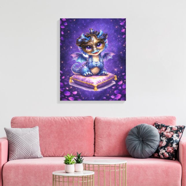Söt fantasidrake på canvas väggkonst (Insitu (Vardagsrum))