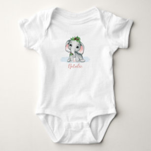 Söt fantasifull bebis flicknamn Elefant Vinter T Shirt