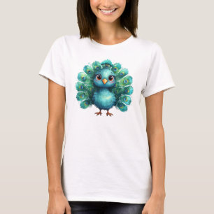 Söt fantasifull blå påfågel t shirt