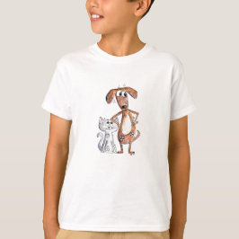 Söt fantasifull brun hund och grå katt t shirt