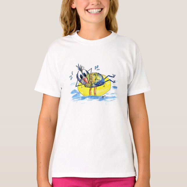 Söt fantasifull fågel på flotte t shirt (Framsida)