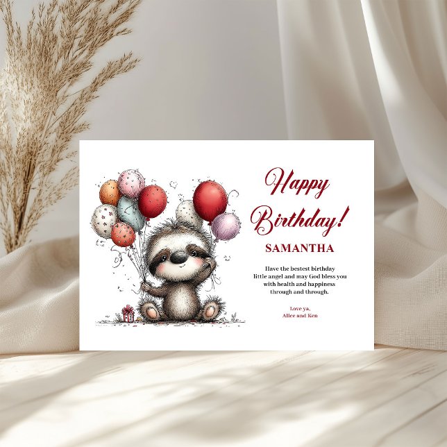 Söt fantasifull födelsedagsgratulation med djur te (Cute whimsical animals birthday party greeting card

)