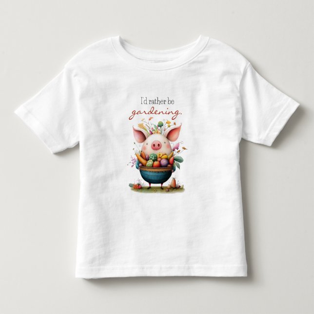 Söt fantasifull gris "Jag hellre vara trädgårdsskö T Shirt (Framsida)
