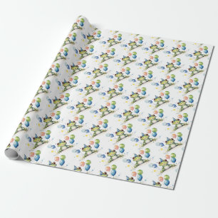 Söt fantasifull grön groda med ballonger presentpapper