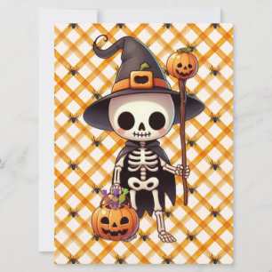 Söt, fantasifull Halloween-skelett Julkort