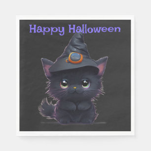 Söt fantasifull Halloween svart katt Pappersservett