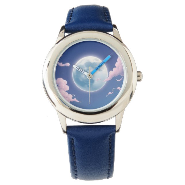 Söt fantasifull illustration av månen på natthimle armbandsur (Framsida)