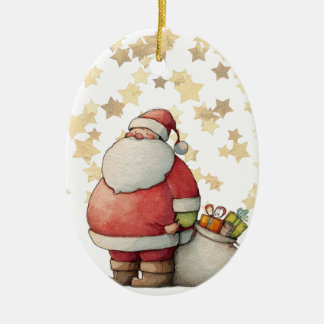 Söt fantasifull jultomte med stjärna julgransprydnad keramik
