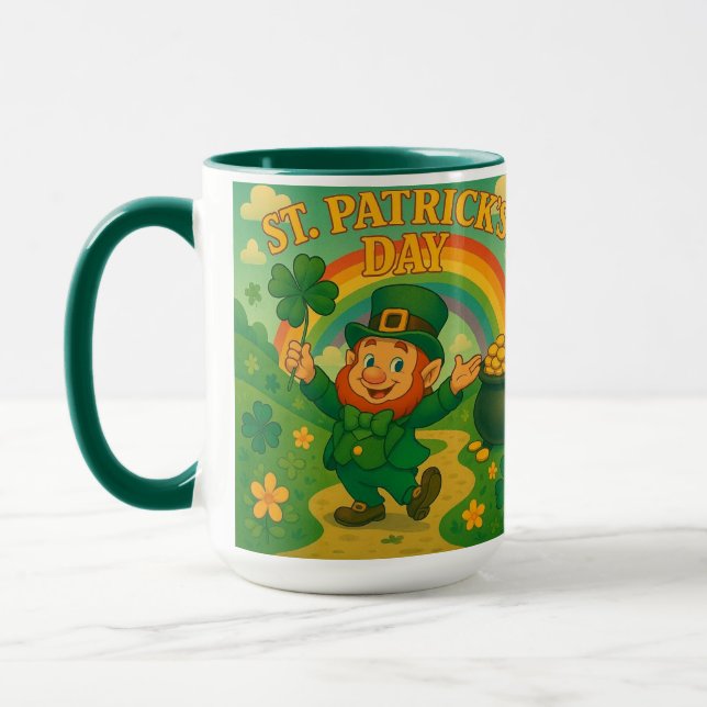 Söt, fantasifull leprechaun Saint Patrick's Day   Mugg (Vänster)