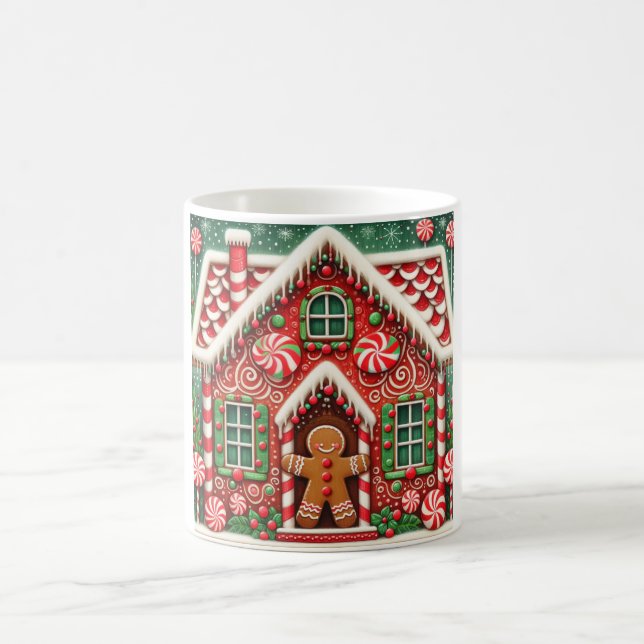 Söt, fantasifull pepparkaksgubbe & -hus kaffemugg (Center)