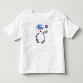 Söt fantasifull pingvin med en snurrgodis t shirt