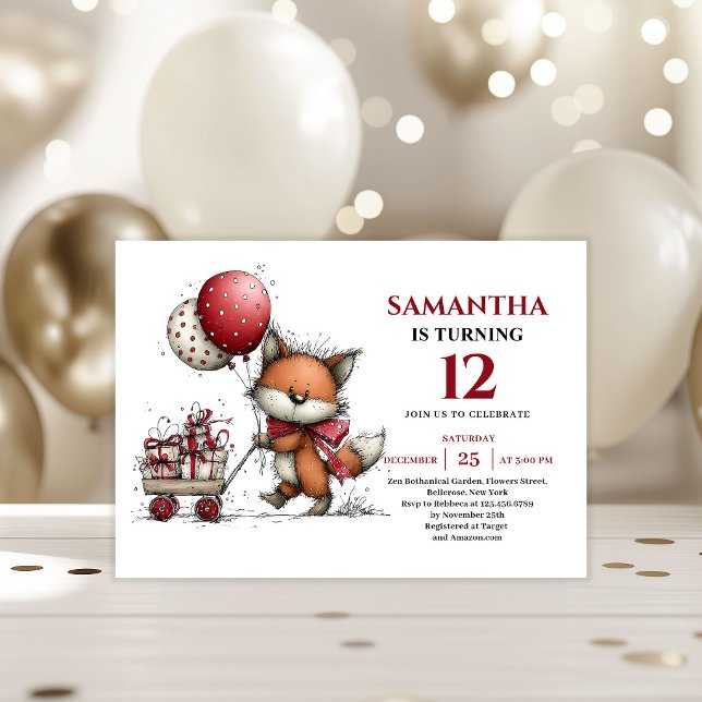 Söt fantasifull räv djur stil barnkalas inbjudningar (Lovely whimsical animals style kids birthday invitation

)