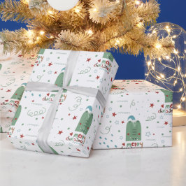 Söt fantasifull röd och grön julmönster presentpapper