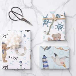 Söt fantasifull sjömanbjörn nautiskt presentpapper