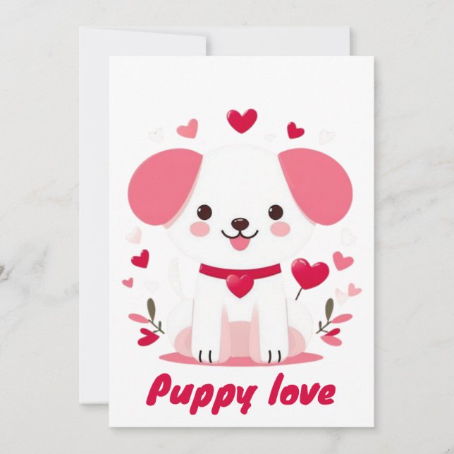 Söt fantasifull valentinshund julkort (Framsida)