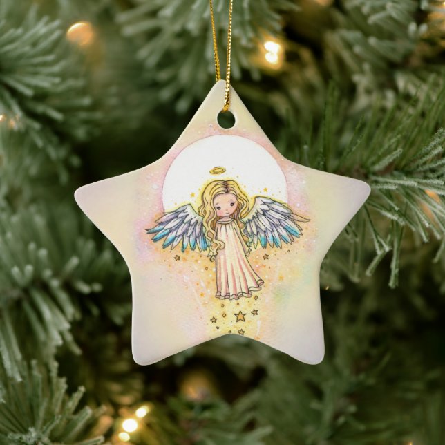 Söt fantastisk ängel julgransprydnad keramik (Träd)
