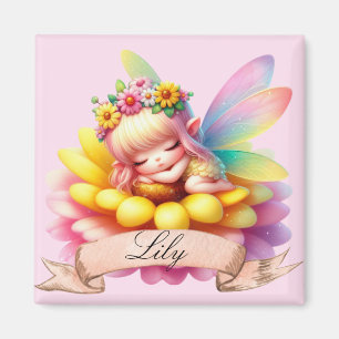 Söt fantastisk blommig söta drömmar sovande älva magnet