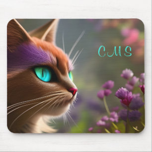 Söt Fantasy Cat Flower *Monogram* Musmatta
