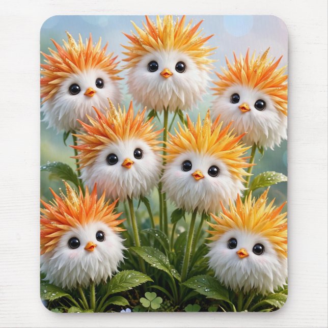 Söt Fantasy Chick Blommor Trädgård  Musmatta (Framsidan)