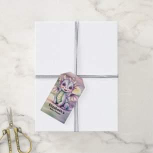 Söt Fantasy Drak Baby Shower Tack Presentetikett