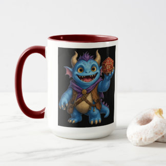 Söt Fantasy Monster som håller D20 T-Shirt Mugg