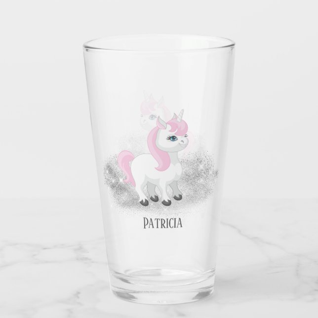Söt Fantasy Unicorn add namn Glaskopp (Baksida)