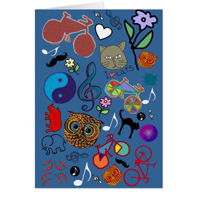 Söt färg mönster hälsningskort (Framsidan)