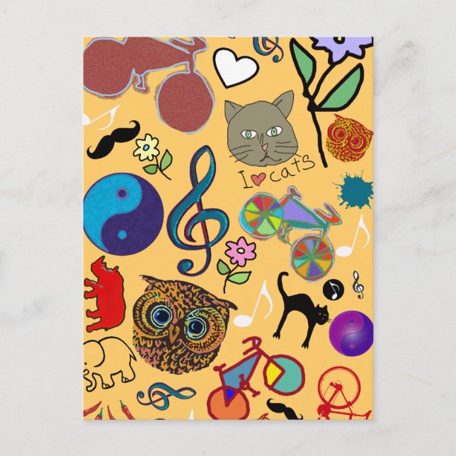 Söt färg mönster vykort (Framsida)