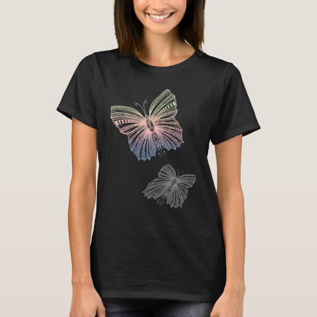 Söt Färg Patterned Butterfly T Shirt (Framsida)