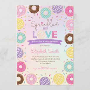 Söt färgad Doughnut Girl Baby Sprinkle Inbjudningar
