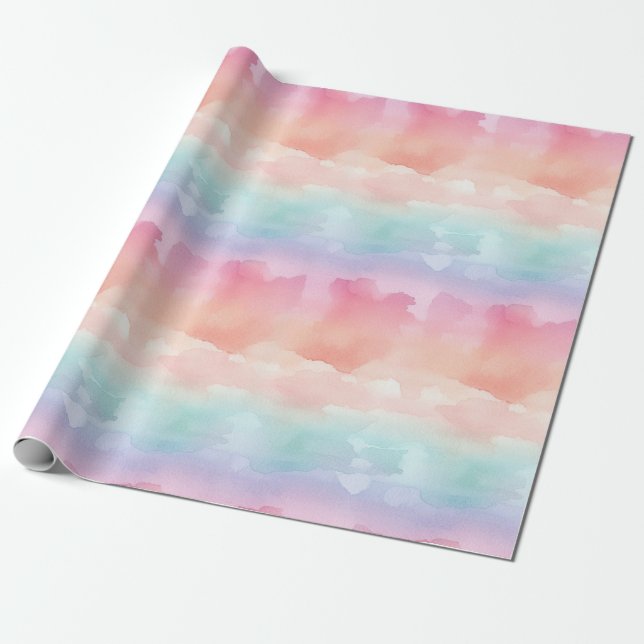 Söt Färgad för regnbåge med vattenfärg Papper Presentpapper (Utrullad)