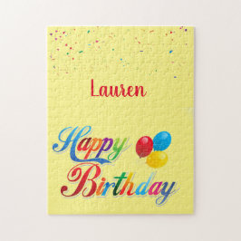 Söt Färgad Grattis på födelsedagen-ballonger Pussel