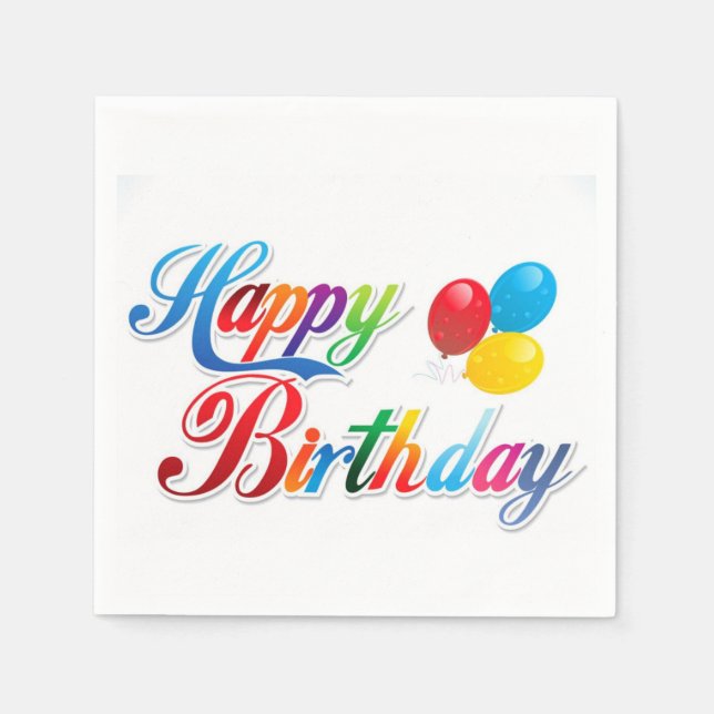 söt färgad grattis på födelsedagen blöjor pappersservett (Framsidan)