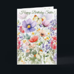 Söt - färgad sommarblommor Sister Birthday Kort<br><div class="desc">De vackraste sommarblommorna täcker det vackra kortet inuti och ut! Redo för den text du vill ha,  förtjusa din syster eller någon du kärlek med det här söt kortet</div>